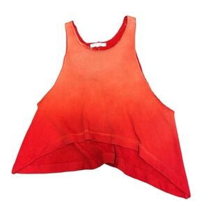 Truly Madly Deeply Red Ombré Distressed Tank Top